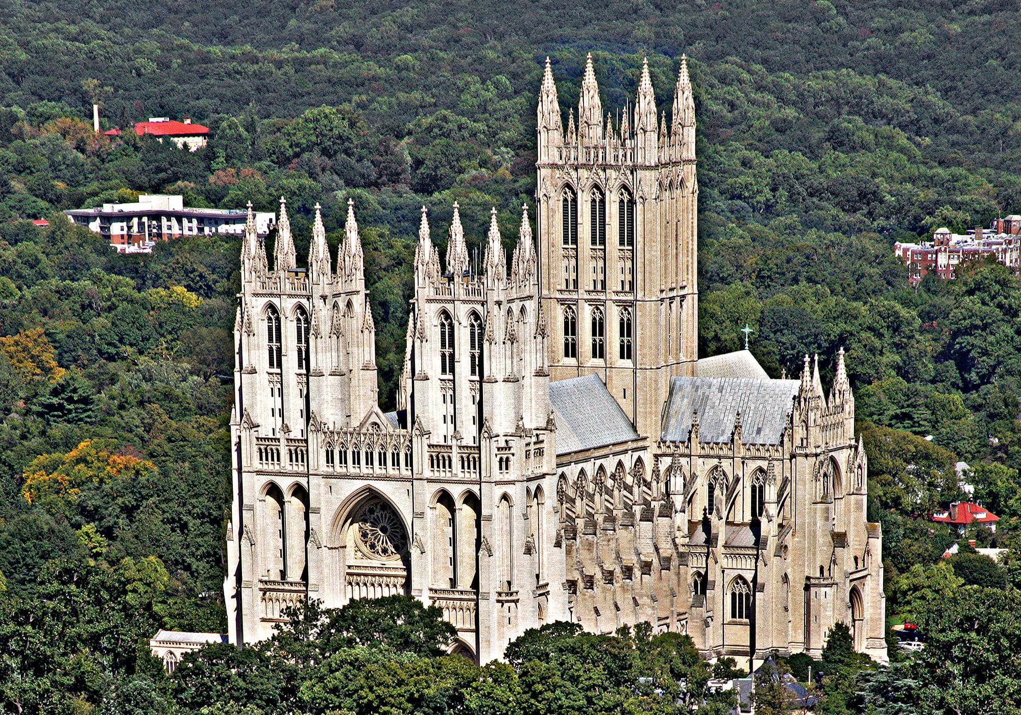 Aerial view of Washington National Cathedral, photographed September 28, 2006