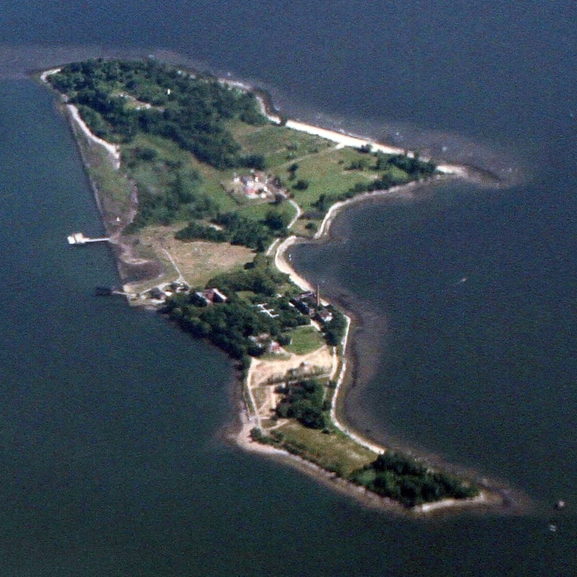 Hart Island seen from the water off the Bronx shore