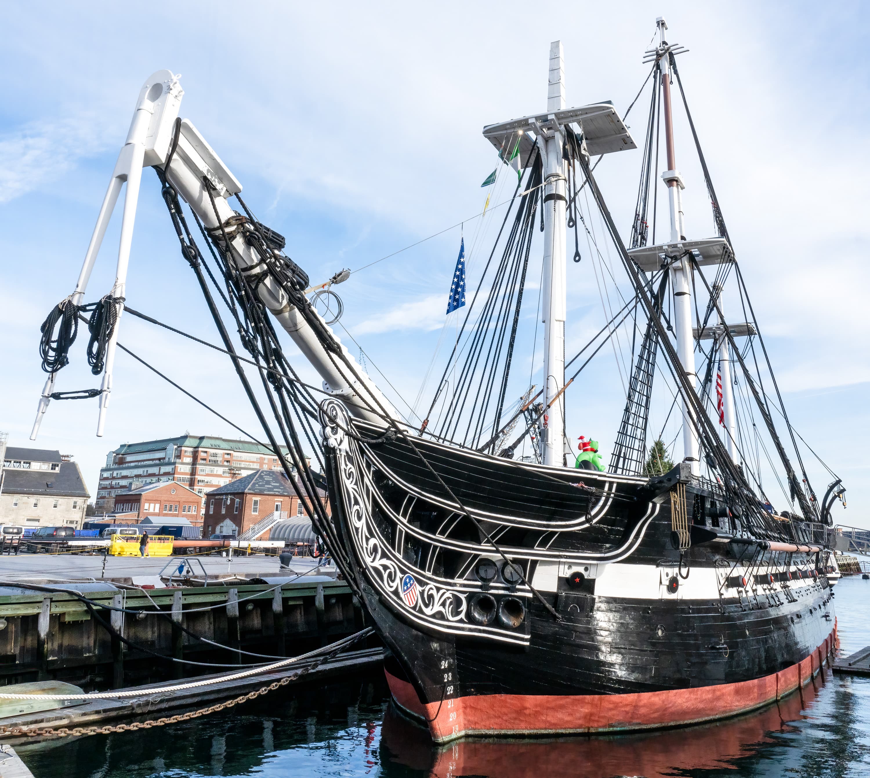 USS Constitution at her Pier 1 berth in the Charlestown Navy Yard, December 2024