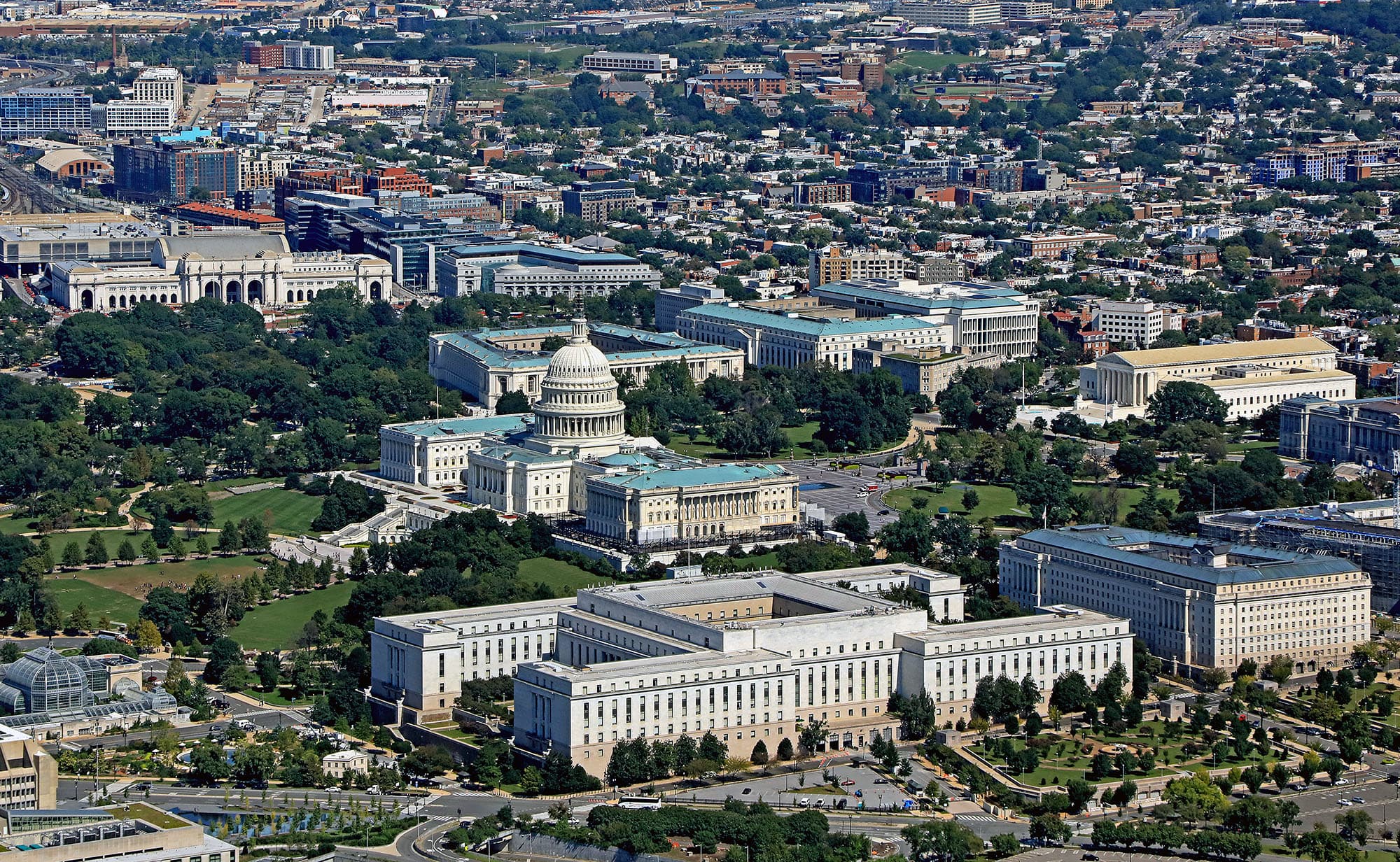 The United States Capitol on Capitol Hill, viewed from the west.