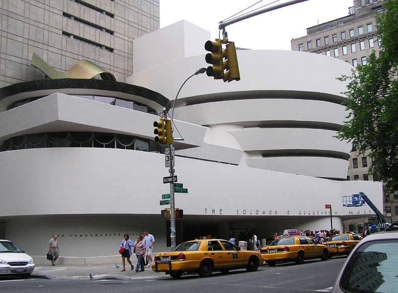 The exterior of Frank Lloyd Wright's Solomon R. Guggenheim Museum in Manhattan
