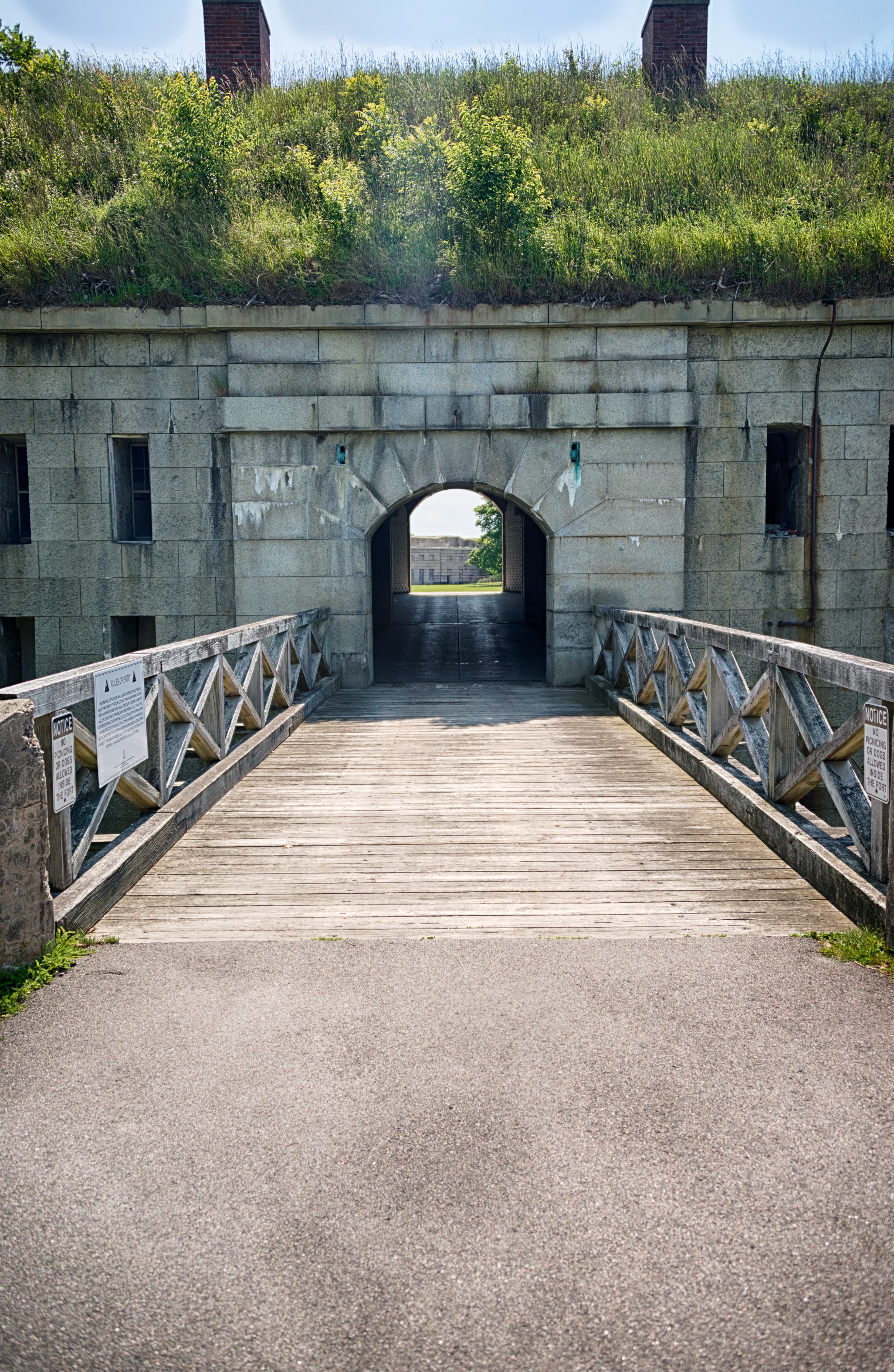 Fort Warren gatehouse on Georges Island, Boston Harbor