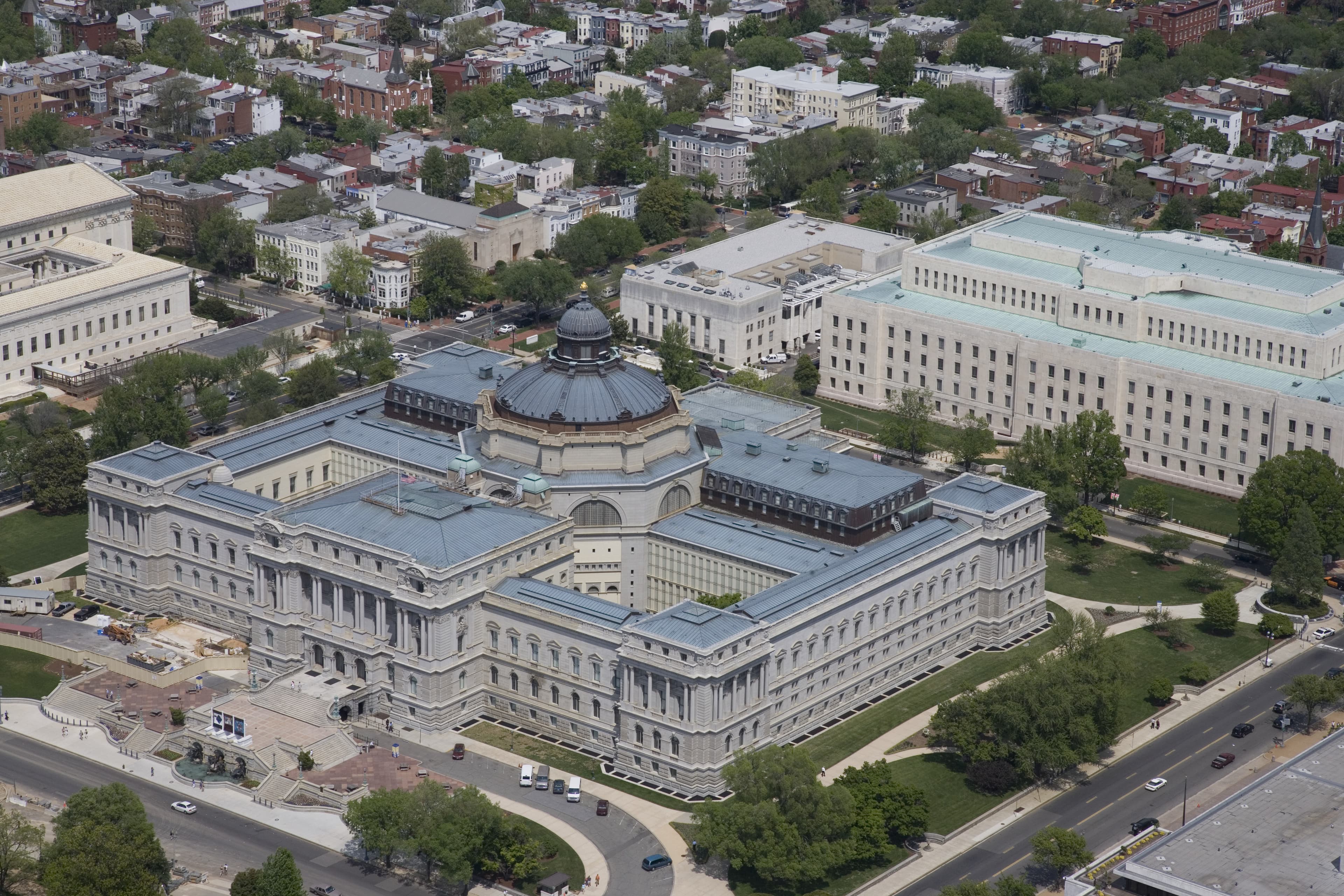 Aerial view of the Thomas Jefferson Building, photographed April 30, 2007.
