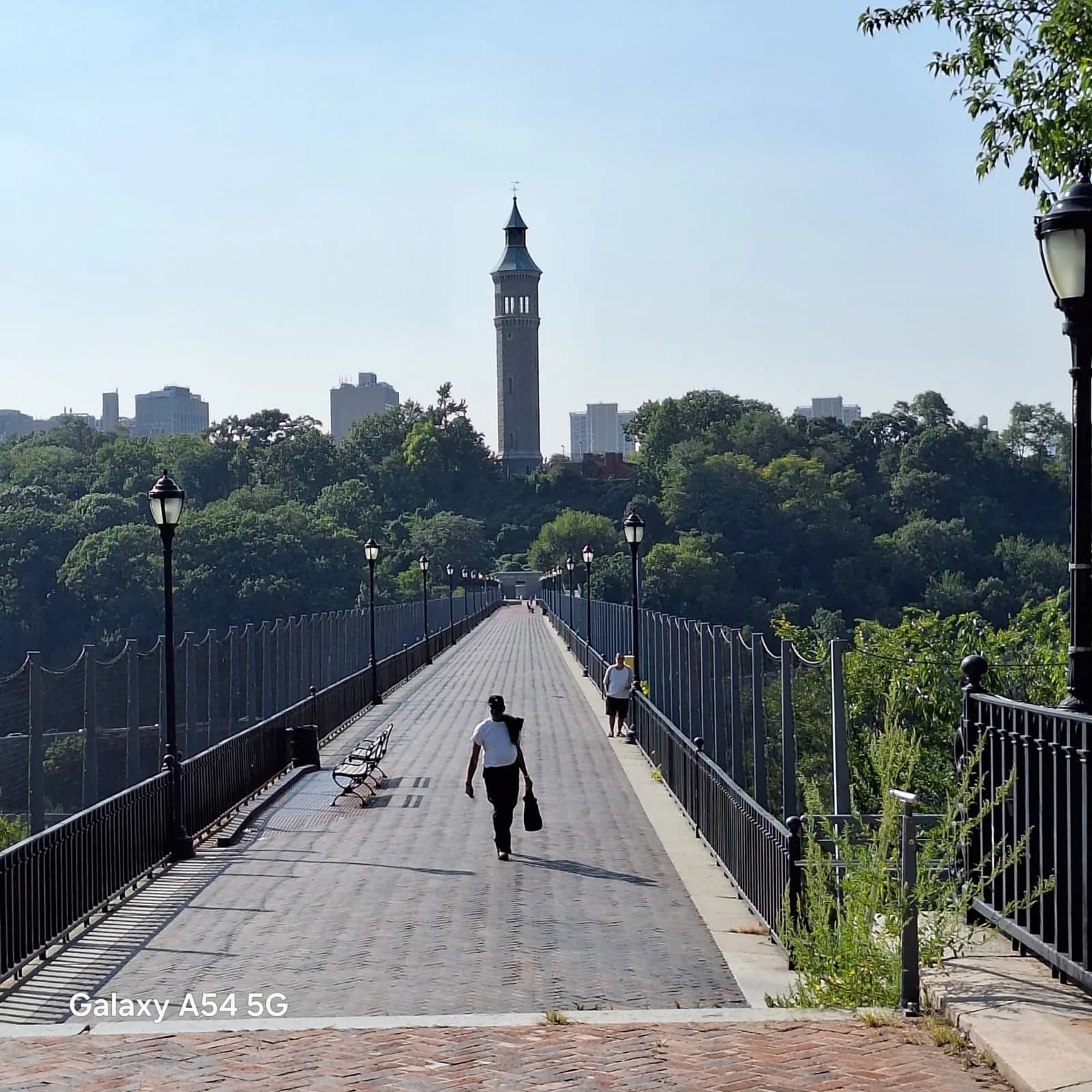 High Bridge promenade looking west from the Bronx toward Manhattan, September 2024